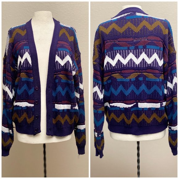 Ceto Other - Abstract Color Cardigan Vintage 90s, Acrylic